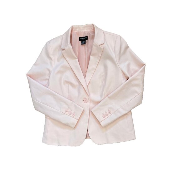 Liz Claiborne Petal/Blush/Pale Pink Cotton Classic One Button Blazer, Size M - Picture 1 of 7